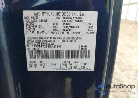 2003 Ford F-150 Xl/Xlt z USA, uszkodzony, nr VIN 1FTRF17283KA21397